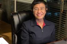 This handout photo taken and released by Rappler News on October 8, 2021 shows veteran Philippine journalist Maria Ressa posing during an online interview at her home in Manila, after receiving news of her winning the Nobel Peace Prize. Handout / Rappler News / AFP