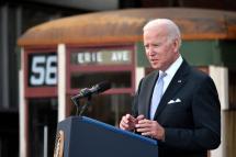 US President Joe Biden speaks after touring the Electric City Trolley Museum as he promotes the Bipartisan Infrastructure Deal and Build Back Better in Scranton, Pennsylvania on October 20, 2021. Nicholas Kamm / AFP
