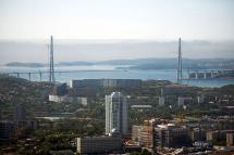 General view shows the world's longest cable-stayed Russky Island bridge in Vladivostok. Photo: AFP