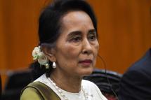 (File) Myanmar state counsellor Aung San Suu Kyi attends a meeting with her Vietnamese counterpart at the prime minister office in Hanoi on April 19, 2018. Photo: AFP