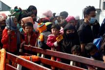 (File) A group of Rohingya refugees onboard in a naval ship as they arrive in Bhashan Char Island, in Noakhali, Bangladesh, 29 December 2020. Photo: EPA