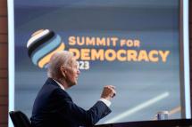 US President Joe Biden speaks during the Summit for Democracy Virtual Plenary in the South Court Auditorium at the White House in Washington, DC, USA, 29 March 2023. Photo: EPA