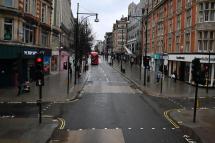 A deserted Oxford Street in London, Britain. Photo: EPA