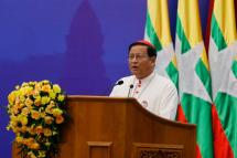 (File) Cardinal Charles Maung Bo speaks during the Religions for Advisory Forum On National Reconciliation and Peace in Myanmar meeting at the Myanmar International Convention Center (MICC) in Naypyidaw, Myanmar, 21 November 2018. Photo: Hein Htet/EPA
