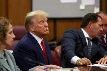 US President Donald J. Trump (C) appears in the New York Criminal Court in New York, New York, USA, 04 April 2023. Photo: EPA
