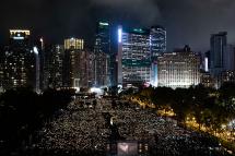 In this file photo taken on June 4, 2019, people attend a candlelight vigil at Victoria Park in Hong Kong to mark the 30th anniversary of the 1989 Tiananmen crackdown in Beijing. Photo: AFP