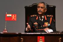Indian Army Chief General Manoj Mukund Naravane addresses a press conference in New Delhi, India. Photo: EPA