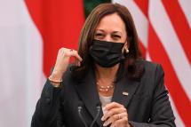 US Vice President Kamala Harris takes part in a roundtable at Gardens by the Bay in Singapore before departing for Vietnam on the second leg of her Asia trip, August 24, 2021. Photo: AFP