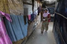 A Rohingya Muslim woman in a makeshift settlement in Madanpur Khadar, in New Delhi, India. Photo: EPA