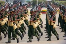 Members of the armed forces participate in a parade during the 76th Armed Forces Day in Naypyitaw, Myanmar, 27 March 2021. Photo: EPA