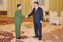 Commander-in-Chief of Defence Services Senior General Min Aung Hlaing meets Chinese President Mr. Xi Jinping at People’s Hall in Beijin, China on 1 November, 2016. Photo: Min Aung Hlaing
