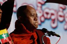  (FILE) Myanmar nationalist Buddhist monk Wirathu delivers a speech during a rally to show the support to the Myanmar military, in Yangon, Myanmar, 14 October 2018. Photo: Lynn Bo Bo/EPA