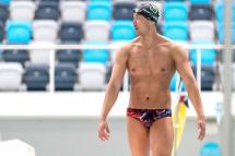 In this photo taken on April 29, 2021, Myanmar swimmer Win Htet Oo attends a training session at the Melbourne Aquatic Centre in Melbourne. Photo: AFP