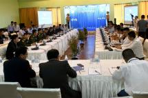 A meeting between the National Reconciliation and Peace Center (NRPC) and representatives of the four ethnic armed groups KIO, MNTJP, PSLF and ULA takes place in Kengtung, Shan State. Photo: MNA