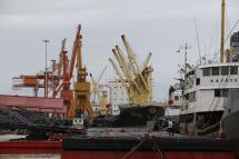 Ships dock at the port in Yangon. Photo: EPA