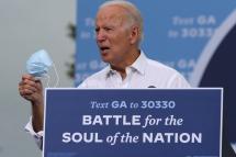 Democratic Presidential candidate Joe Biden speaks during a drive-in rally as he makes his first visit to Georgia since clinching the party’s presidential nomination, at the amphitheatre at Lakewood in Atlanta, Georgia, USA, 27 October 2020. Photo: EPA