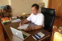Thura U Shwe Mann publishes a photo on Facebook - in the wake of him being ousted from the USDP leadership position - showing him working in his office. Photo: Thura U Shwe Mann/Facebook
