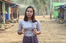 Htet Htet Khine is seen filming in an IDP camp in Kachin State. Photo BBC Media Action