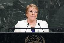 In this file photo taken on September 20, 2017, Chile's then-president Michelle Bachelet addresses the 72nd UN General Assembly at the United Nations in New. Photo: AFP