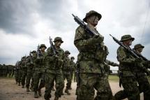 Japanese marines on the march. Photo: AFP