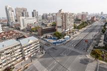 A general view shows empty streets during the second stage of a Covid-19 lockdown in the Yangpu district in Shanghai on April 1, 2022. Photo: AFP