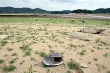 An Incheon reservoir is dried up on 26 June 2012 due to a severe months-long drought on the Korean Peninsula. In particular, North Korea may face serious food shortages as some areas have received only about 10 per cent of the rainfall that usually falls during the period, affecting mostly agriculture and in particular the production of maize. Photo: EPA