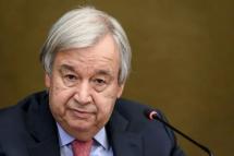 United Nations Secretary-General Antonio Guterres, pictured in September 2021, said the rights of women are being violated or eliminated altogether in Myanmar, Ethiopia, Yemen and other parts of the world. (AFP/Fabrice COFFRINI)