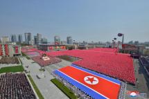 A photo released by the official North Korean Central News Agency (KCNA) shows a national meeting and a public procession of Pyongyang citizens marking the 110th birth anniversary of the country's late founder, Kim Il Sung, at the Kim Il Sung Square in Pyongyang, North Korea, 15 April 2022. Photo: EPA