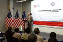 DCM George Sibley made remarks the Book Donation Ceremony on April 26, 2019. Photo: U.S. Embassy Rangoon