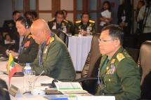 Vice Senior General Soe Win, right, seen attending 17th ASEAN Chiefs of Army Multilateral Meeting. Photo: MNA
