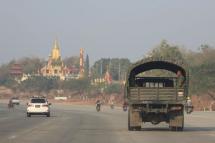 A military truck drives by a road in Naypyitaw, Myanmar. Photo: EPA