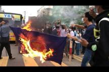 Embedded thumbnail for Myanmar: Protesters burn ASEAN flag as Suu Kyi&amp;#039;s trial to begin